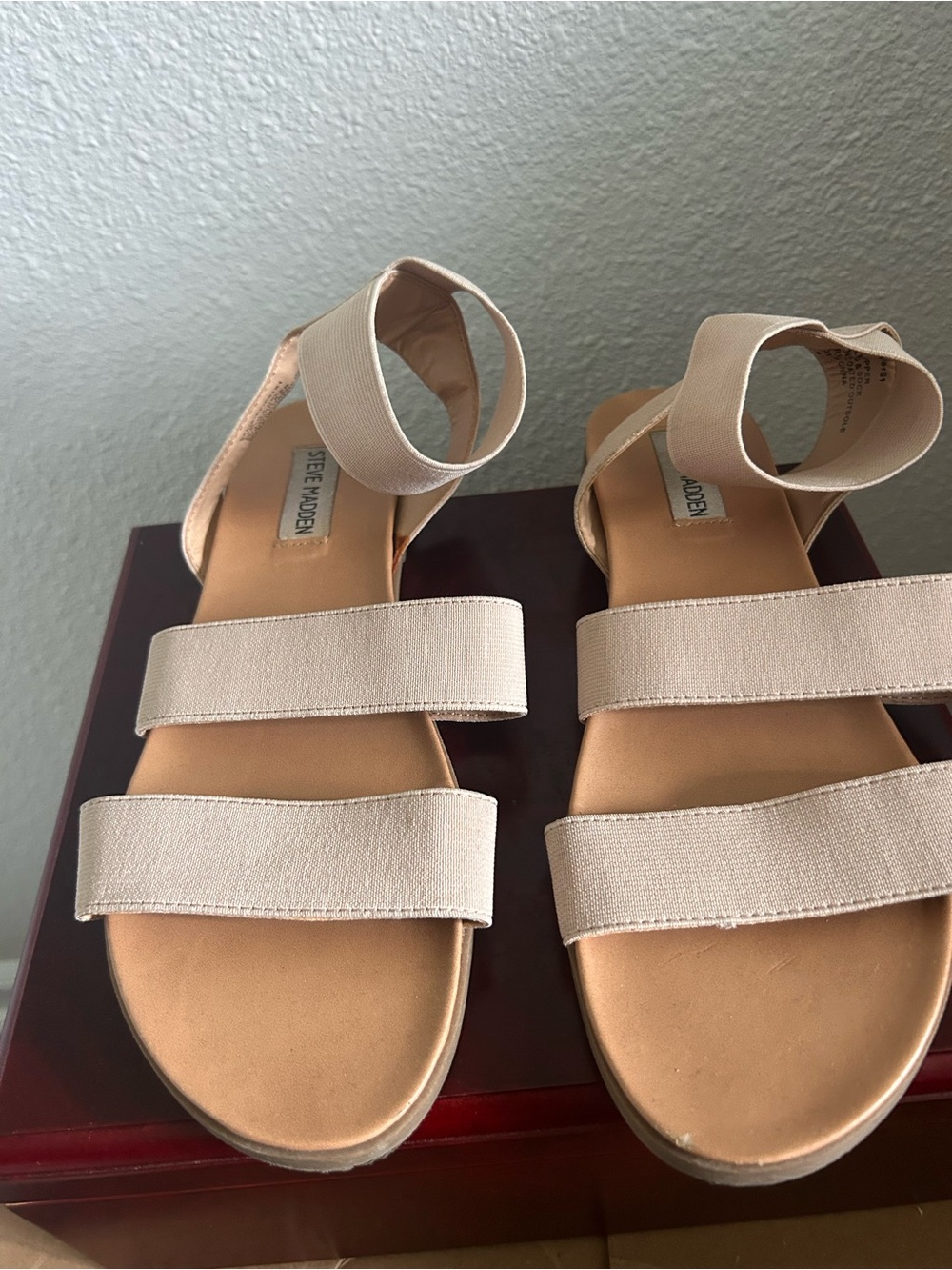 Steve Madden Nude Elastic Strap Sandals for Women